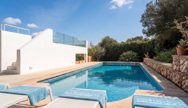Bright Villa Horizonte Sur with Pool, Terraces, Air Conditioning, and WiFi in Binibequer