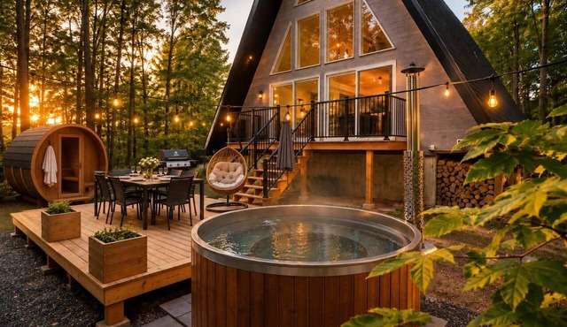 Kartalla Aframe chalet lake access near Tremblant in Amherst
