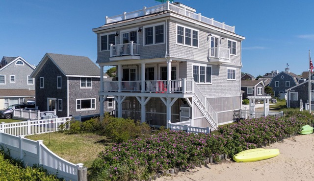 New to market Ocean Front Gem steps to Beach! 25 minutes from cape bridges. in Mashpee