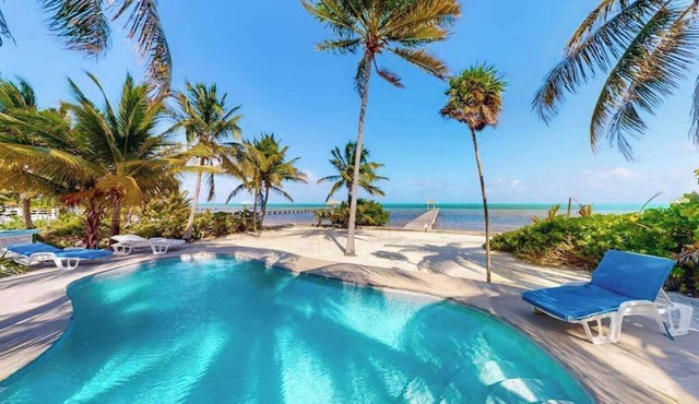 Oceanfront villa with pool, beach access, ocean view, partial AC & strong WiFi