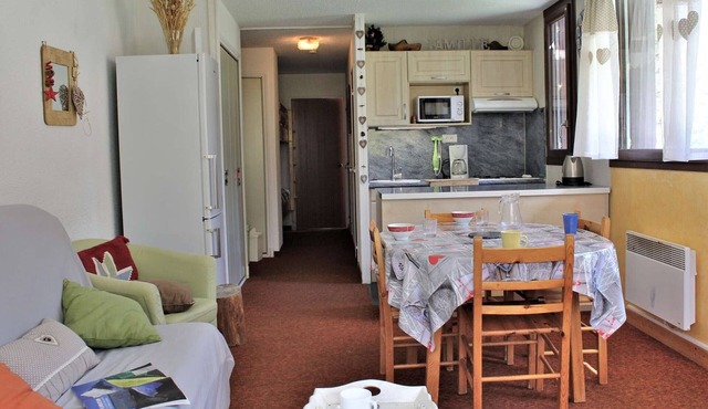 Ski-in/Ski-out Apartment with Terrace, 6 Sleeps, South-Facing, 2 BR, Near Parking in Risoul
