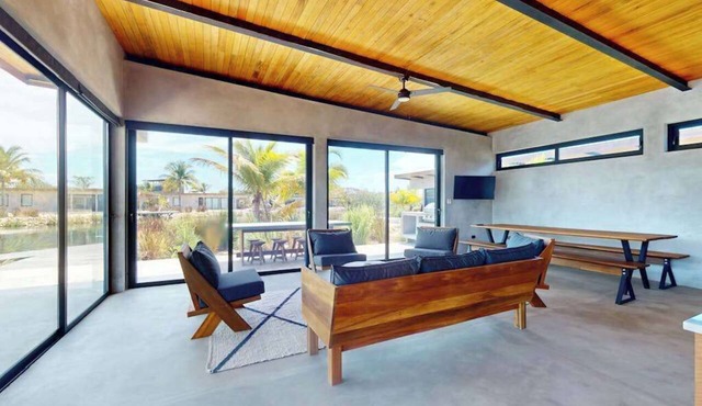 Spacious dog-friendly villa with king beds, private pool, water views & BBQ deck